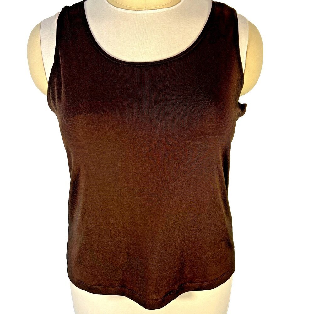 Chico's - Tank Top Women's XL Solid Brown Scoop Neck Sleeveless Stretch - Picture 2 of 10